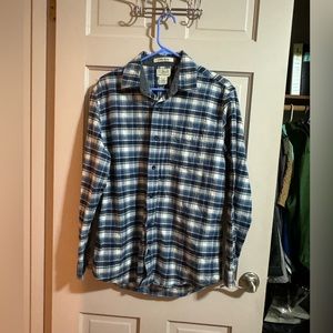 Mens L L Bean Flannel Slightly Fitted Blue Size Medium Regular